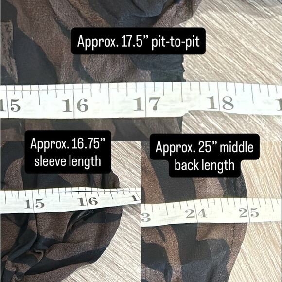 ba&sh Sisco Animal Print Ruffle Sheer Blouse Brown Black Naturel Career Sz Small - Picture 12 of 12